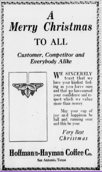 1919 Dec 25 San Antonio Express — Christmas greeting (Kevin Mackey) 1919 Dec 25 San Antonio Express H and H