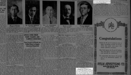Cleaned six or seven times — H and H coffee processing — San Antonio Light, 26 Aug 1923 H and H factory spread including “Cleaned six or seven times” callout; San Antonio Light, 26 Aug 1923, page 63