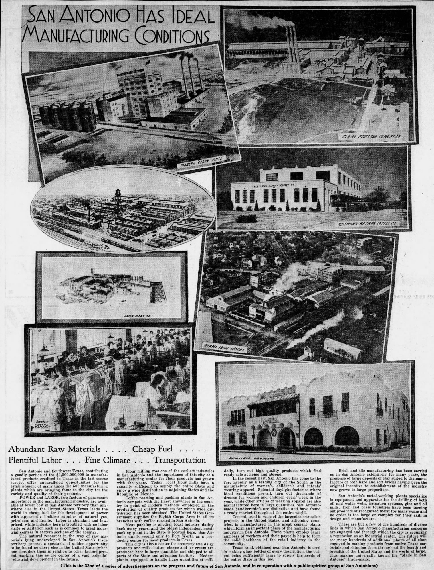 San Antonio Express-News — 23 Jul 1933, p. 5 San Antonio Express-News — industrial booster page, 23 July 1933