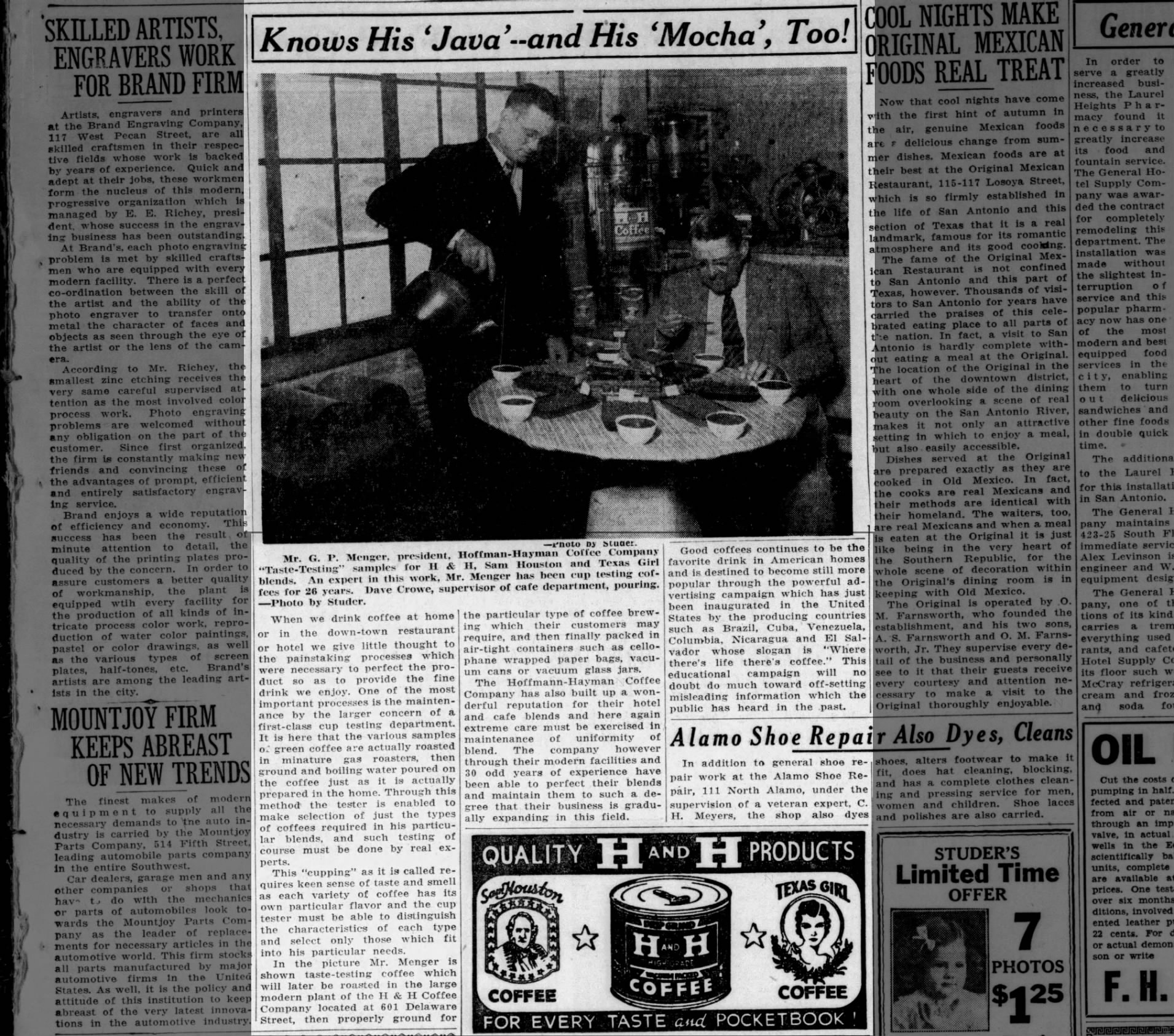 Knows His Java and His Mocha Too — San Antonio Express-News, 10 October 1938 Knows His Java and His Mocha Too — San Antonio Express-News, 10 October 1938