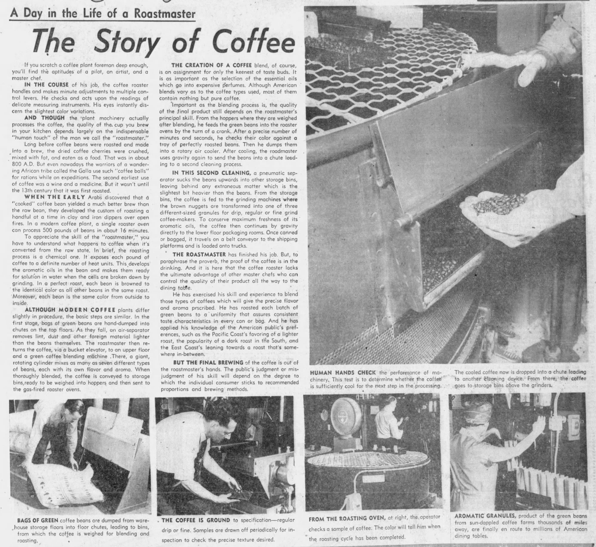 San Antonio Express-News — 19 Sep 1954, p. 72 San Antonio Express-News — The Story of Coffee feature, 19 September 1954