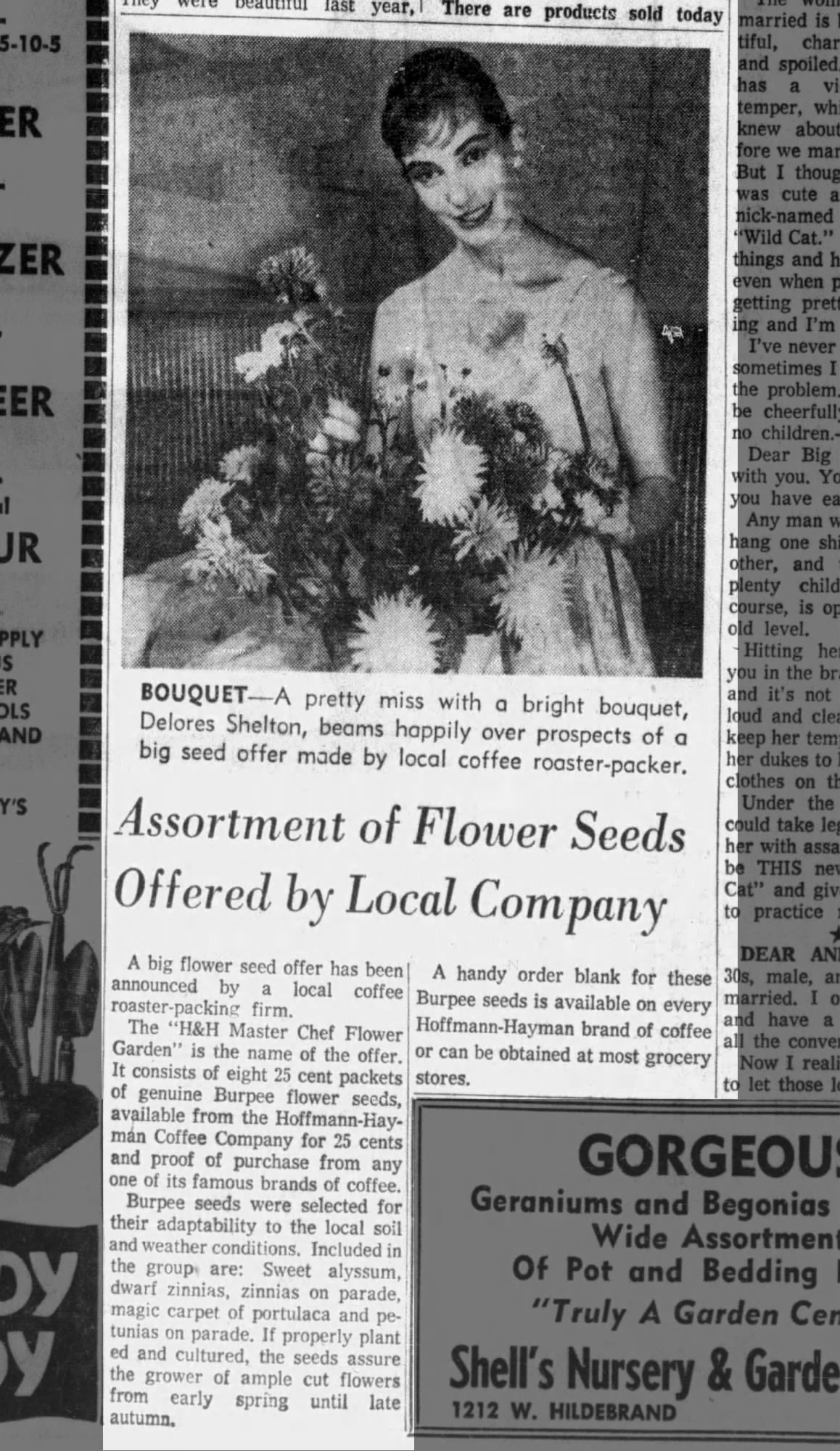 Assortment of Flower Seeds Offered by Local Company — San Antonio Express-News, 2 March 1958 Assortment of Flower Seeds Offered by Local Company — San Antonio Express-News, 2 March 1958
