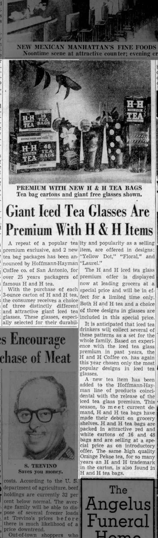 San Antonio Light — 12 Jul 1958, p. 6 San Antonio Light — H & H tea premium iced-tea glasses, 12 July 1958