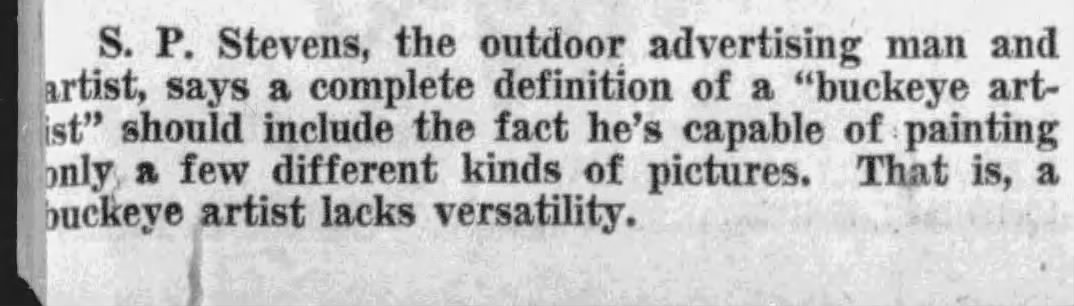 SA Light, 12 Sept 1958 — S. P. Stevens, outdoor advertising man and artist San Antonio Light, 12 Sept 1958, p. 25 — column item describing S. P. Stevens as "the outdoor advertising man and artist."