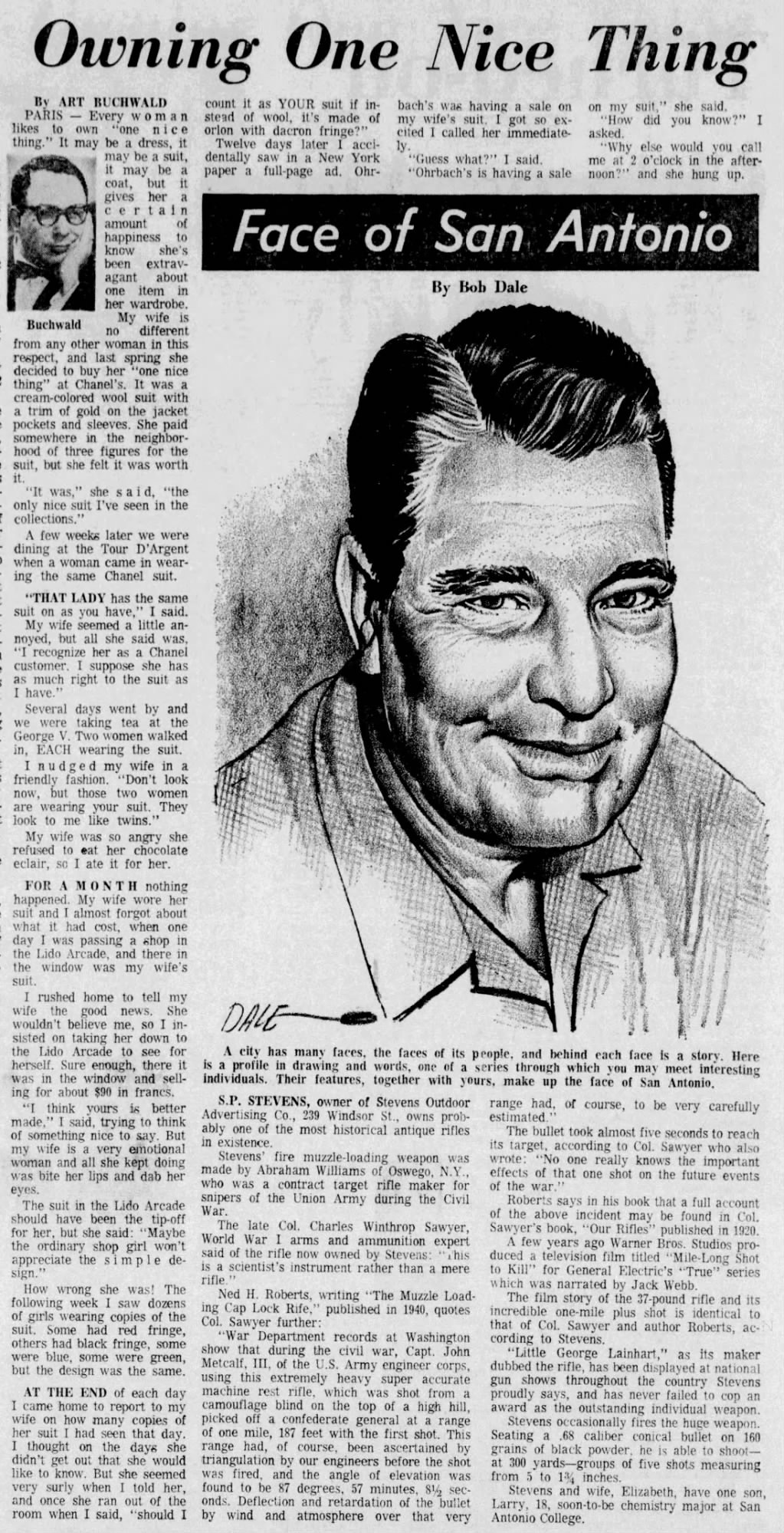 SA Express-News, 24 Aug 1969 — S. P. Stevens, Face of San Antonio, Stevens Outdoor Advertising Company San Antonio Express-News, 24 Aug 1969, p. 86 — "Face of San Antonio" by Bob Dale, with portrait photo of S. P. Stevens. Caption: "S.P. STEVENS, owner of Stevens Outdoor Advertising Company."