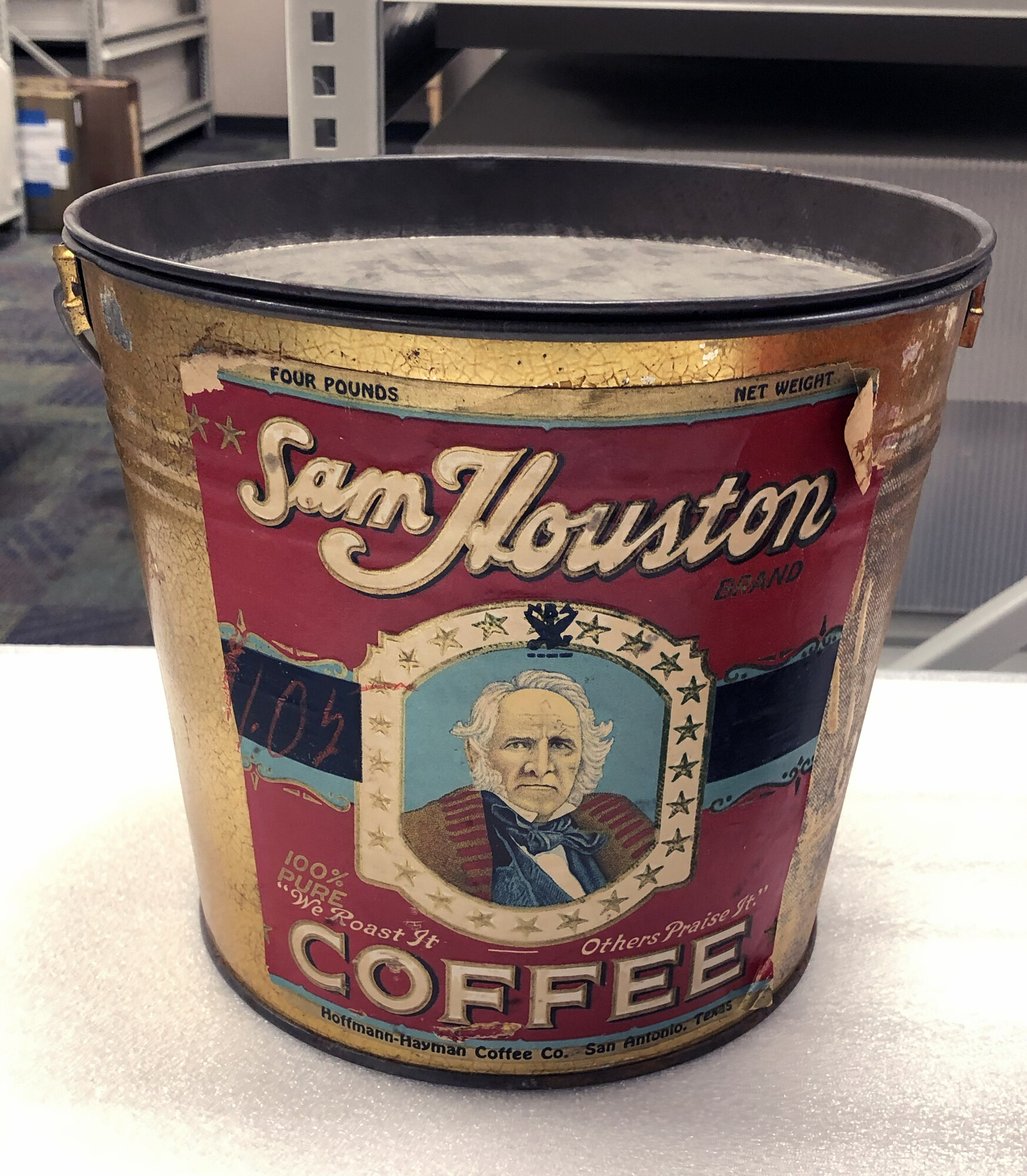 Sam Houston four-pound pail — Witte Museum, 15 October 2019 Sam Houston 4 lb pail, Witte, 15 October 2019