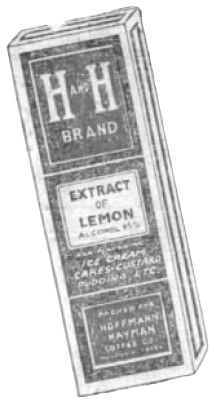 Lemon extract — San Antonio Light products ad, 26 Aug 1923 Lemon extract tin from the 26 Aug 1923 products display