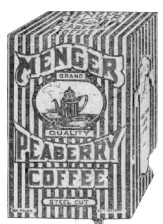 Menger Peaberry Coffee — San Antonio Light, 26 Aug 1923 Menger Peaberry Coffee from the 26 Aug 1923 products display