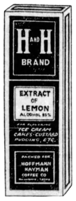 Lemon extract — spices & extracts display, 26 Aug 1923 Lemon extract from spices display, 26 Aug 1923 San Antonio Light