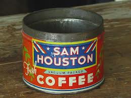 Sam Houston Coffee tin, front Sam Houston Coffee tin, front