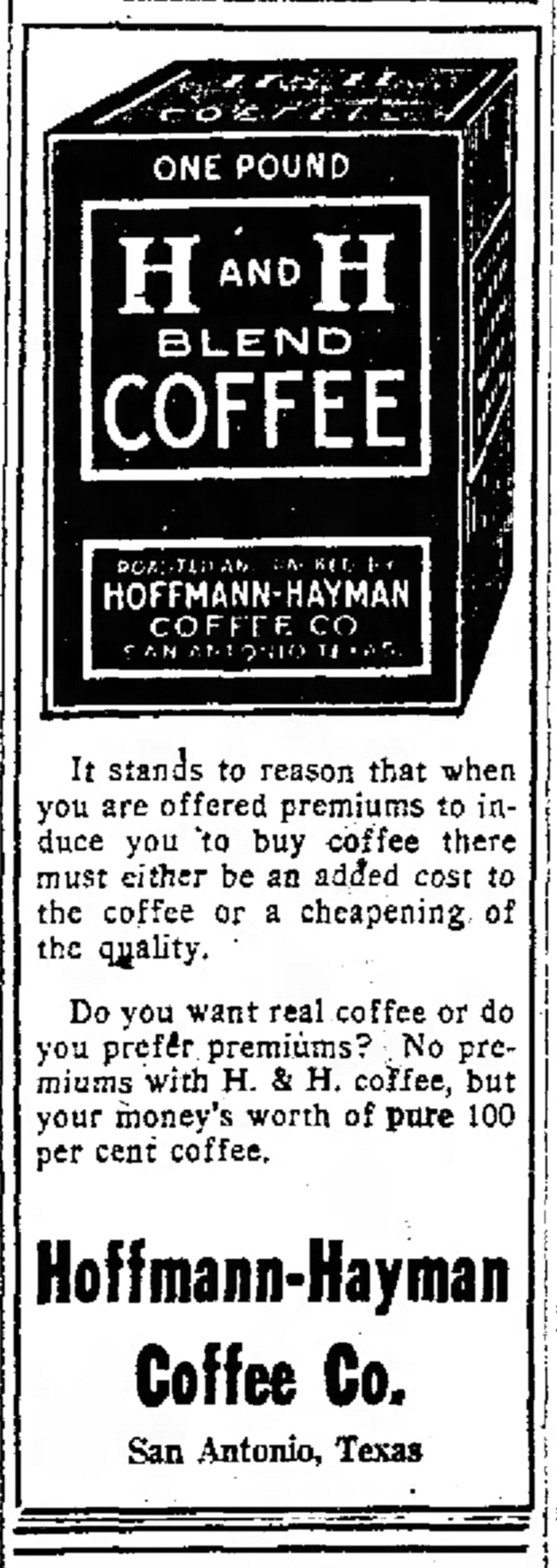 San Antonio Evening News, 18 June 1920 San Antonio Evening News, 18 June 1920 — H and H advertisement